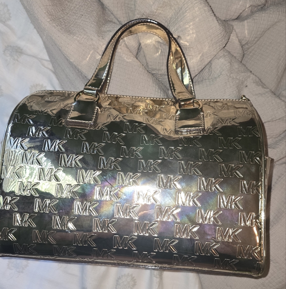 Michael Kors Shimmering Gold Logo Satchel